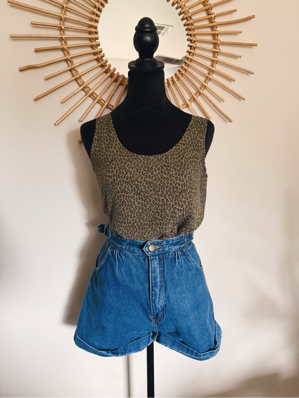 1990s Silk Leopard Print Tank Top